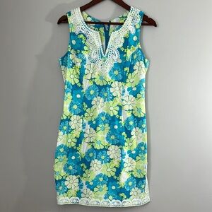 Lilly Pulitzer Whit Label Floral Sleeveless Dress - Blue and Green size 8
